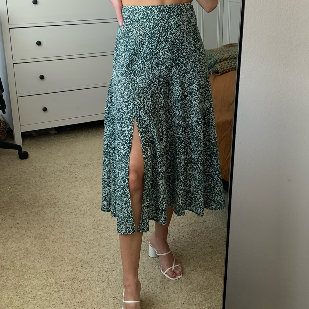 Green Floral Skirt